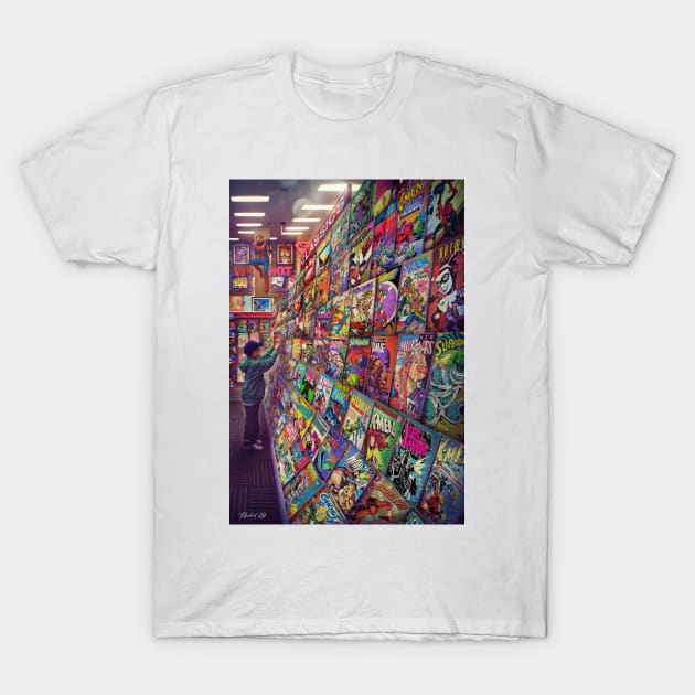 The Comic Book Store T-Shirt by Rachid Lotf